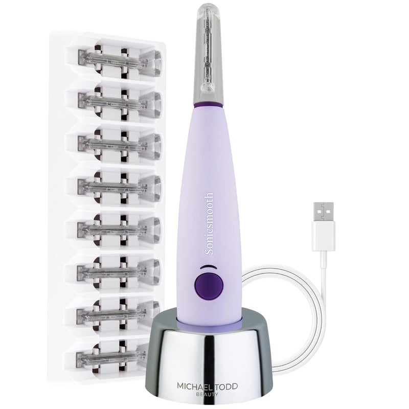Michael Todd Beauty - Sonicsmooth – SONIC Technology Dermaplaning Tool - 2 in 1 Women’s Facial Exfoliation & Peach Fuzz Hair Removal System with 8 Weeks of Dermaplaning Blades - Image 1